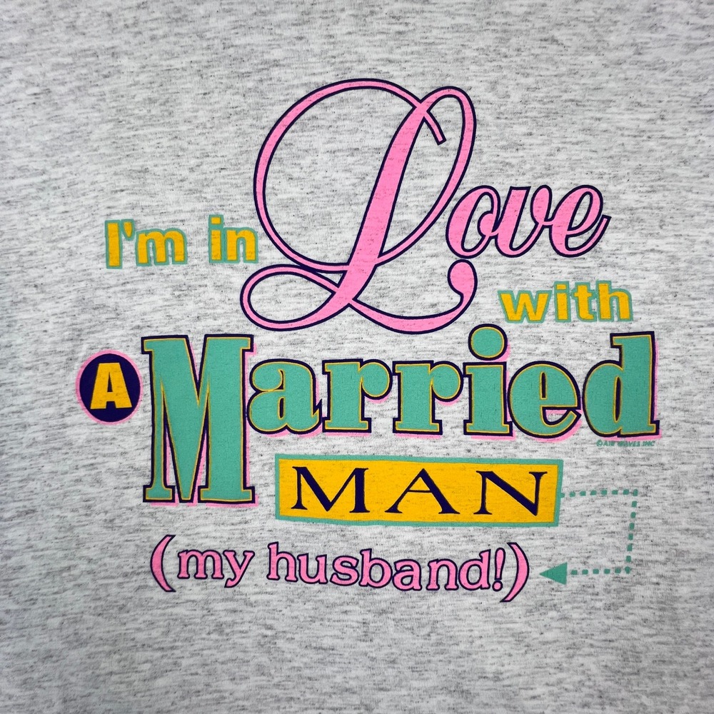 VTG Fruit of the Loom T-Shirt Adult XL Gray Married Man Single Stitch Humor 90s
